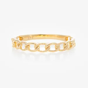 Solid Gold Textured Chain Link Ring