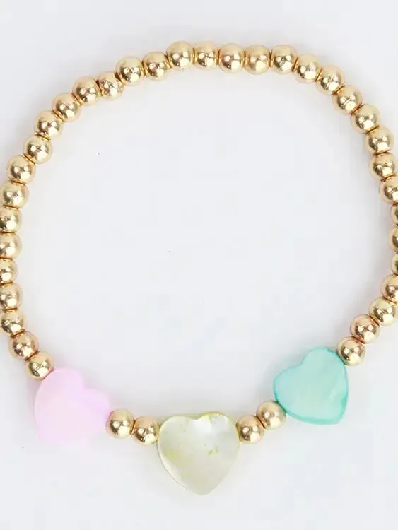 Sparkle Sisters Triple Heart Gold Beaded Bracelet