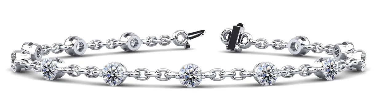 Sparkling Diamond And Chain Link Lab-Grown Diamond Bracelet with 3.50 ct.(finished) 4.5mm