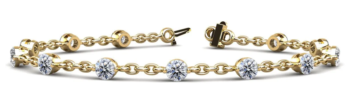 Sparkling Diamond And Chain Link Lab-Grown Diamond Bracelet with 3.50 ct.(finished) 4.5mm