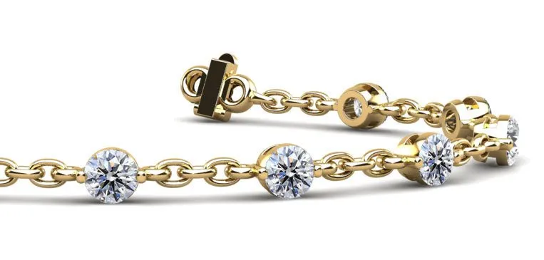 Sparkling Diamond And Chain Link Lab-Grown Diamond Bracelet with 3.50 ct.(finished) 4.5mm
