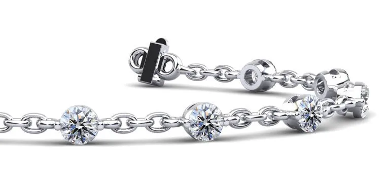 Sparkling Diamond And Chain Link Lab-Grown Diamond Bracelet with 3.50 ct.(finished) 4.5mm