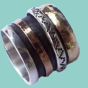Spinning ring Sterling 925 silver gold 9 kt Bluenoemi