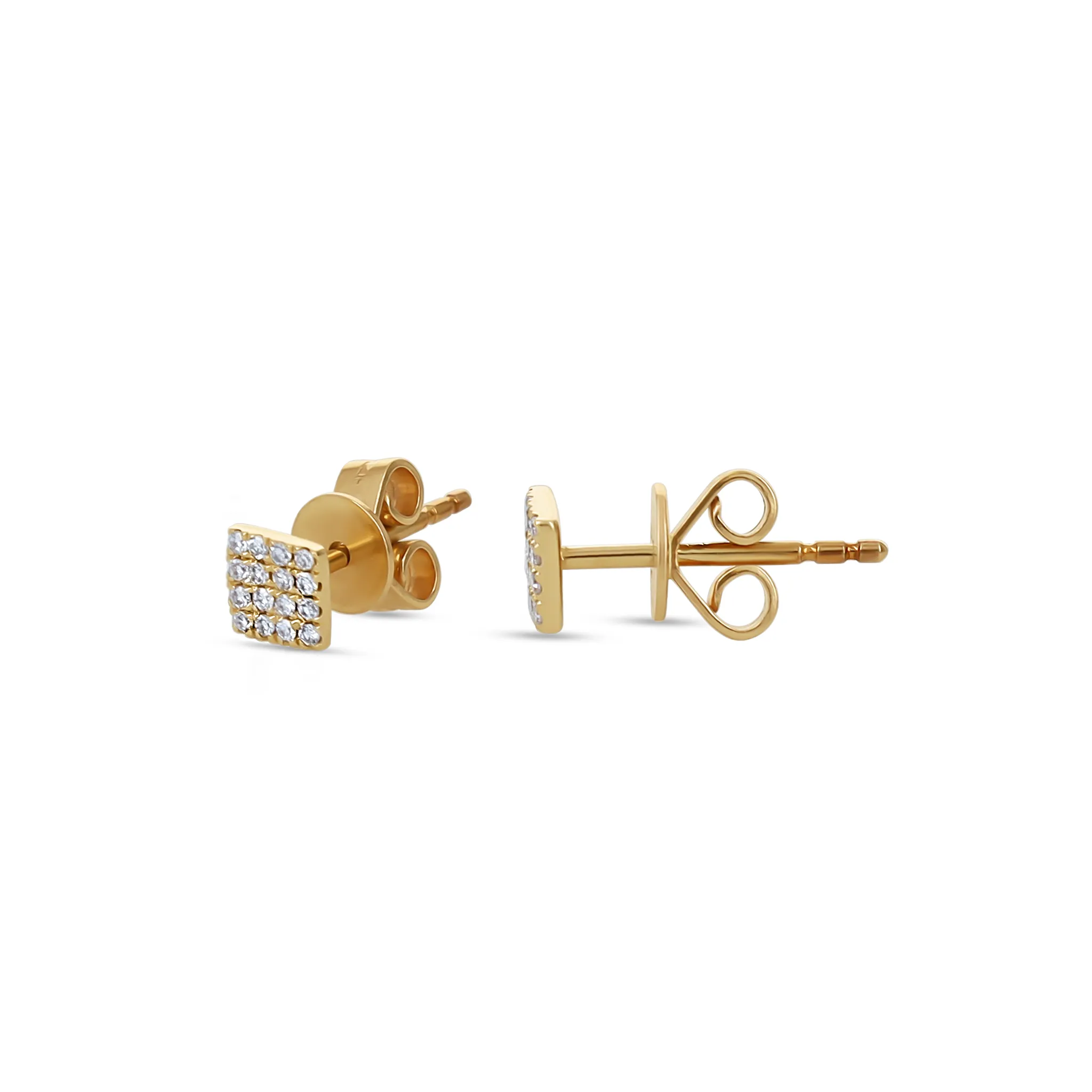 Square Diamond Stud Earrings