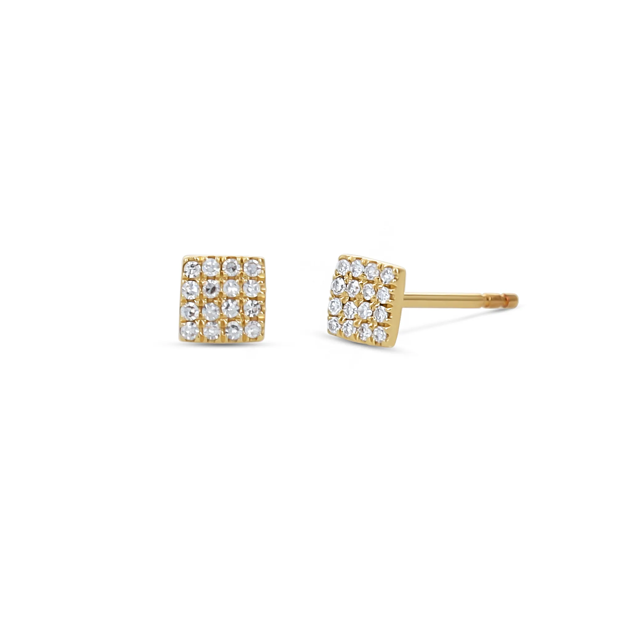 Square Diamond Stud Earrings