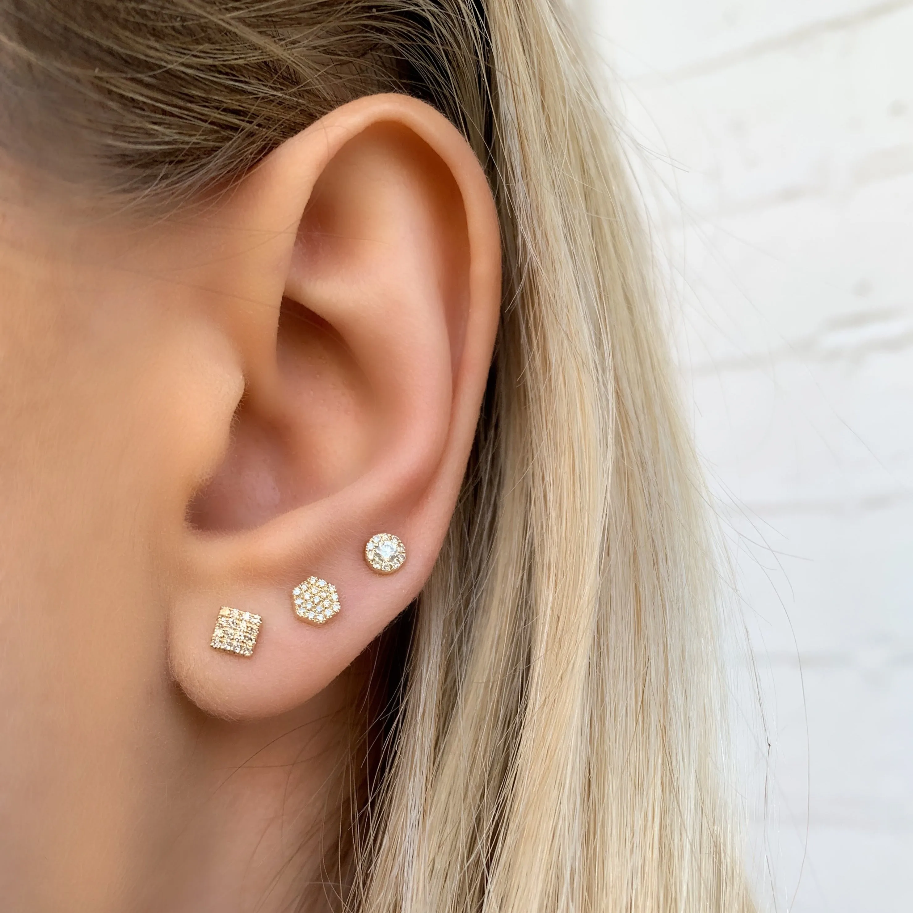Square Diamond Stud Earrings