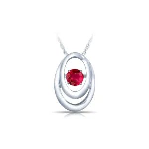 SS Pendant with Synthetic Ruby 1=1/4 ctw W/chain