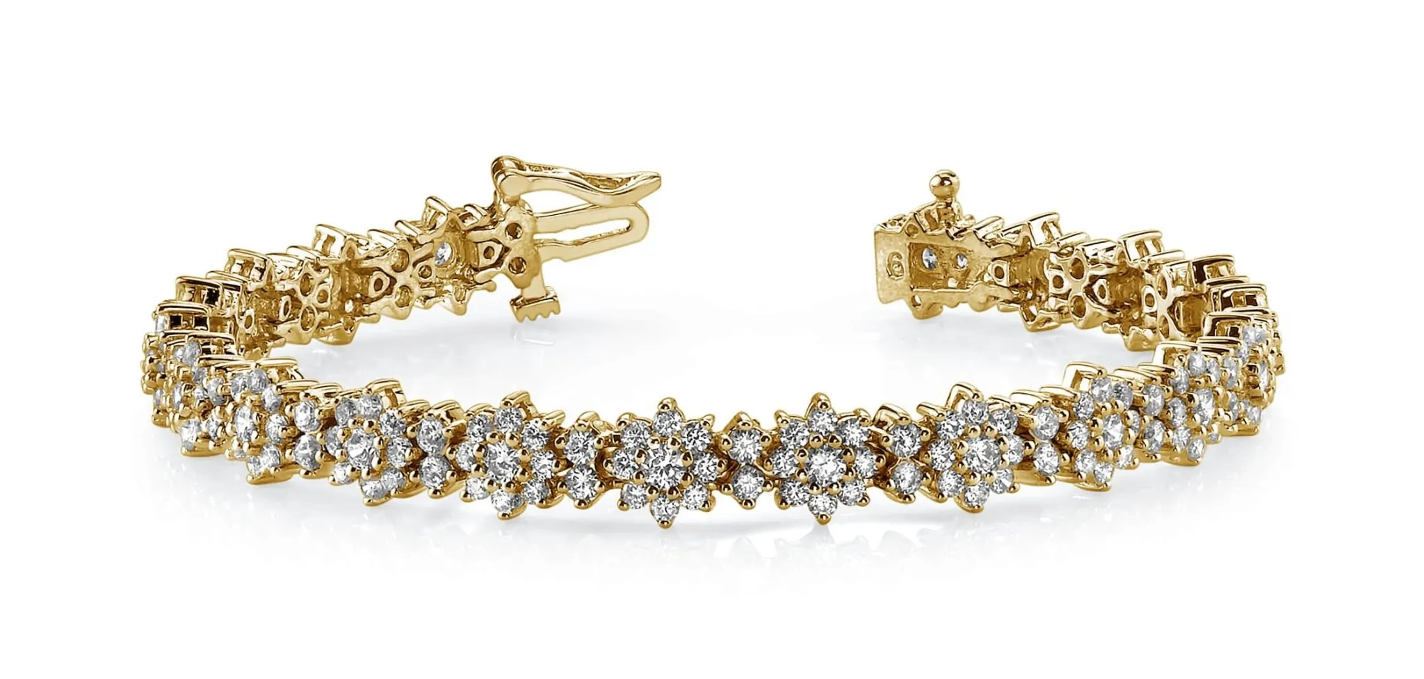 Starburst Red Carpet Diamond Bracelet with 5.10 ct.(finished) 1.5mm, 1.75mm, 2.25mm