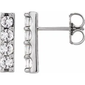Sterling Silver 1/2 CTW Natural Diamond Bar Earrings