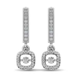 Sterling Silver 1/20 Ct.Tw. Moving Diamond Danglers Earrings