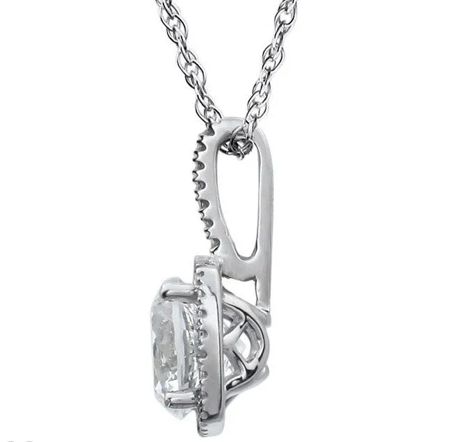 Sterling Silver April Birthstone Halo Necklace