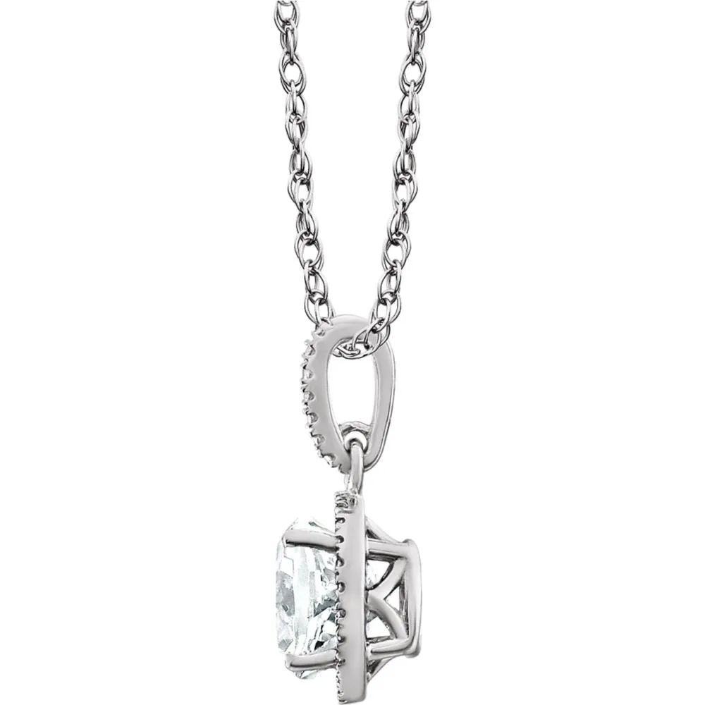 Sterling Silver Lab-Grown White Sapphire and .01 CTW Diamond 18" Necklace
