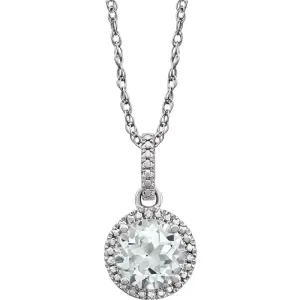 Sterling Silver Lab-Grown White Sapphire and .01 CTW Diamond 18" Necklace