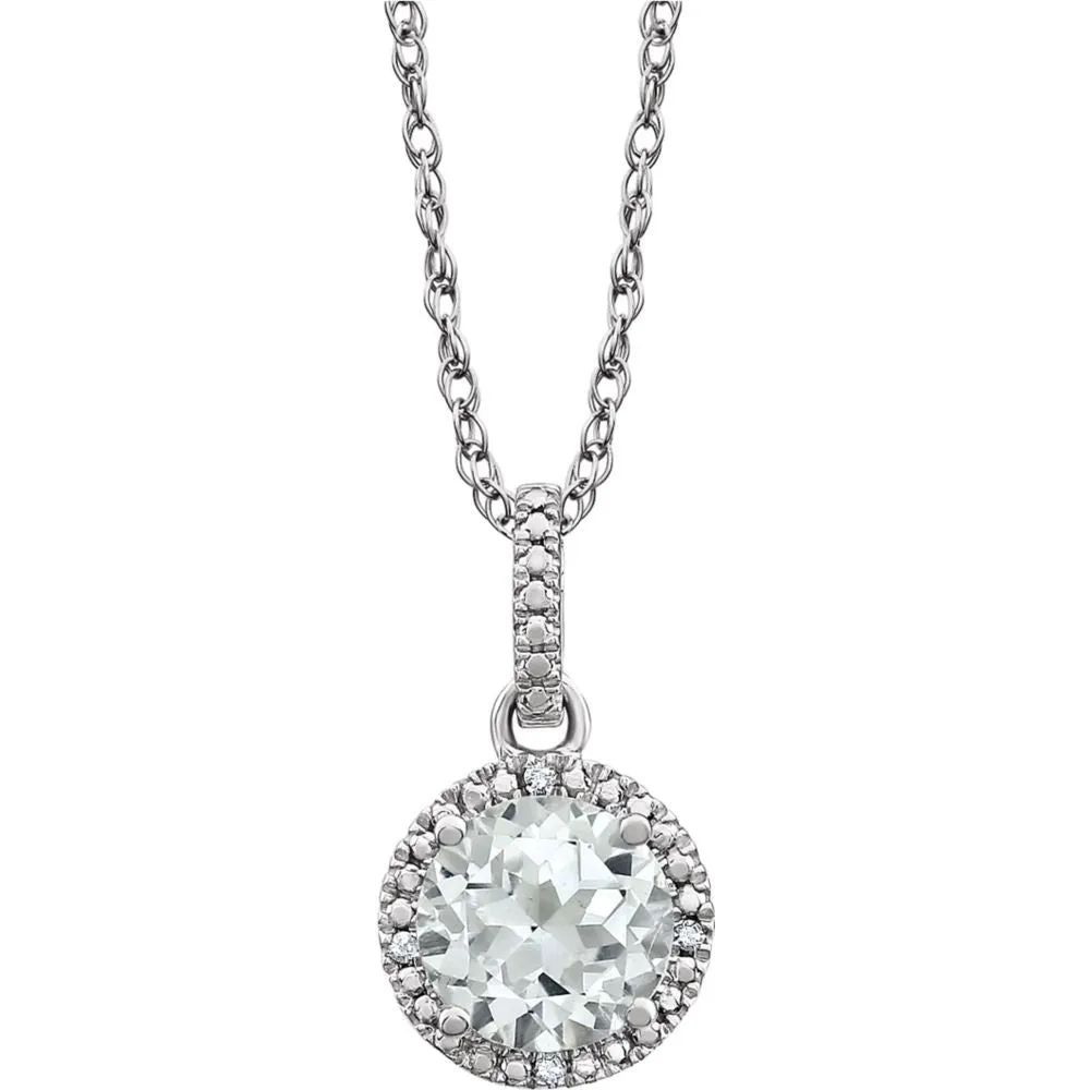 Sterling Silver Lab-Grown White Sapphire and .01 CTW Diamond 18" Necklace