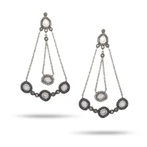 Sterling Silver Long Diamond Earrings