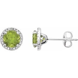 Sterling Silver Peridot & .01 CTW Diamond Earrings