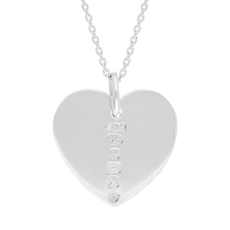 Sterling Silver Queen's Jubilee Hallmark Polished Heart Large Pendant Necklace D