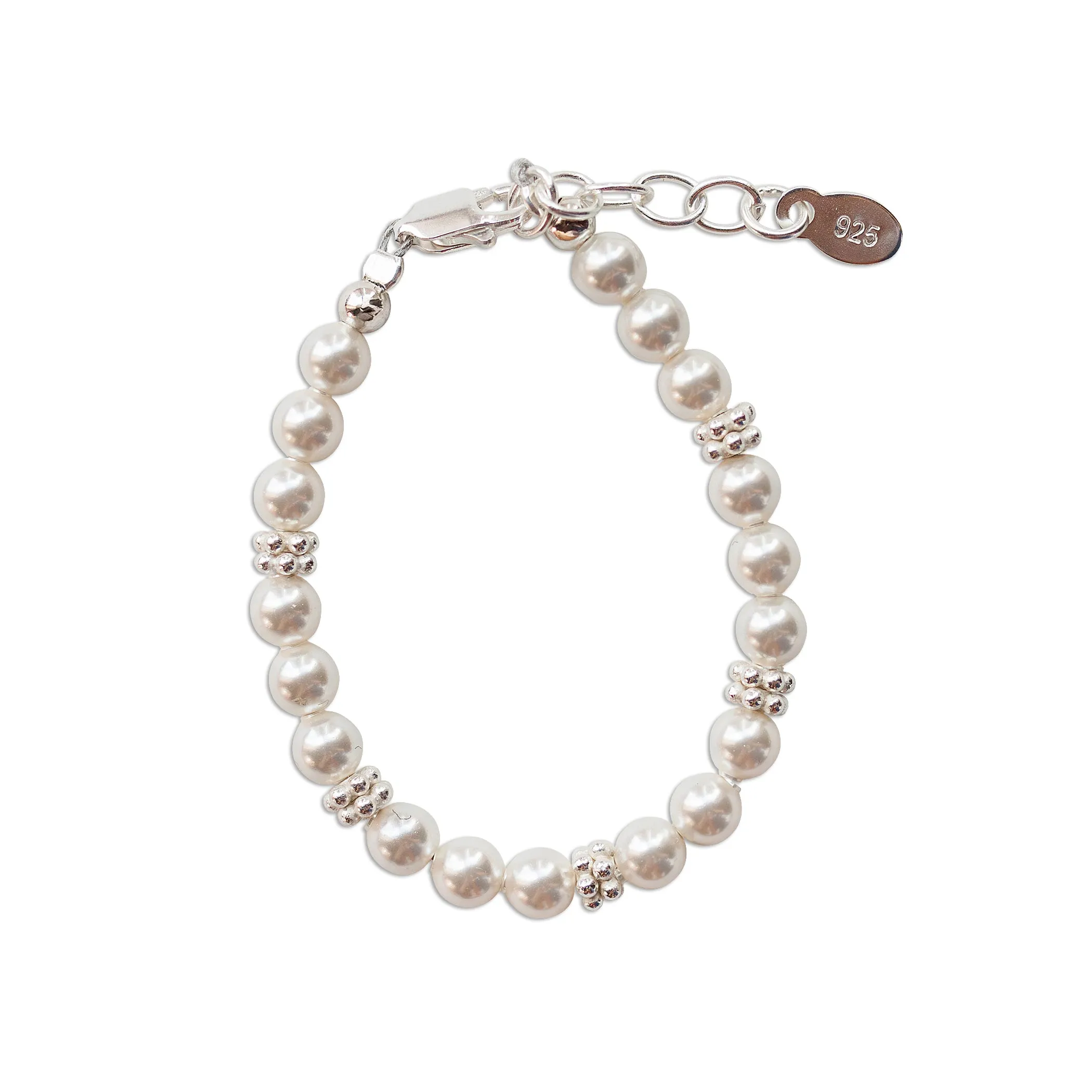 Sterling Silver Simulated Pearl Bracelet for Baby and Kids
