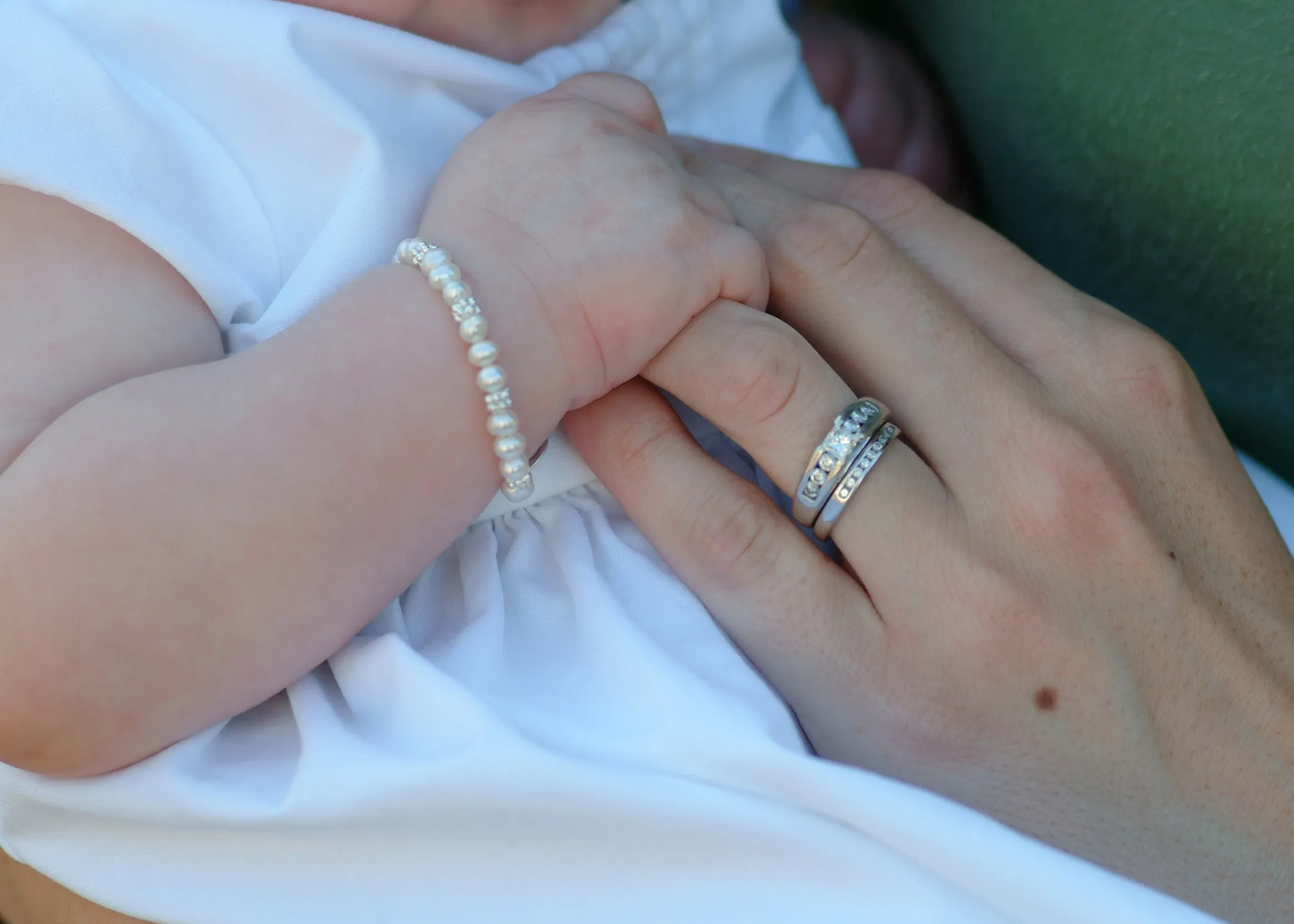 Sterling Silver Simulated Pearl Bracelet for Baby and Kids
