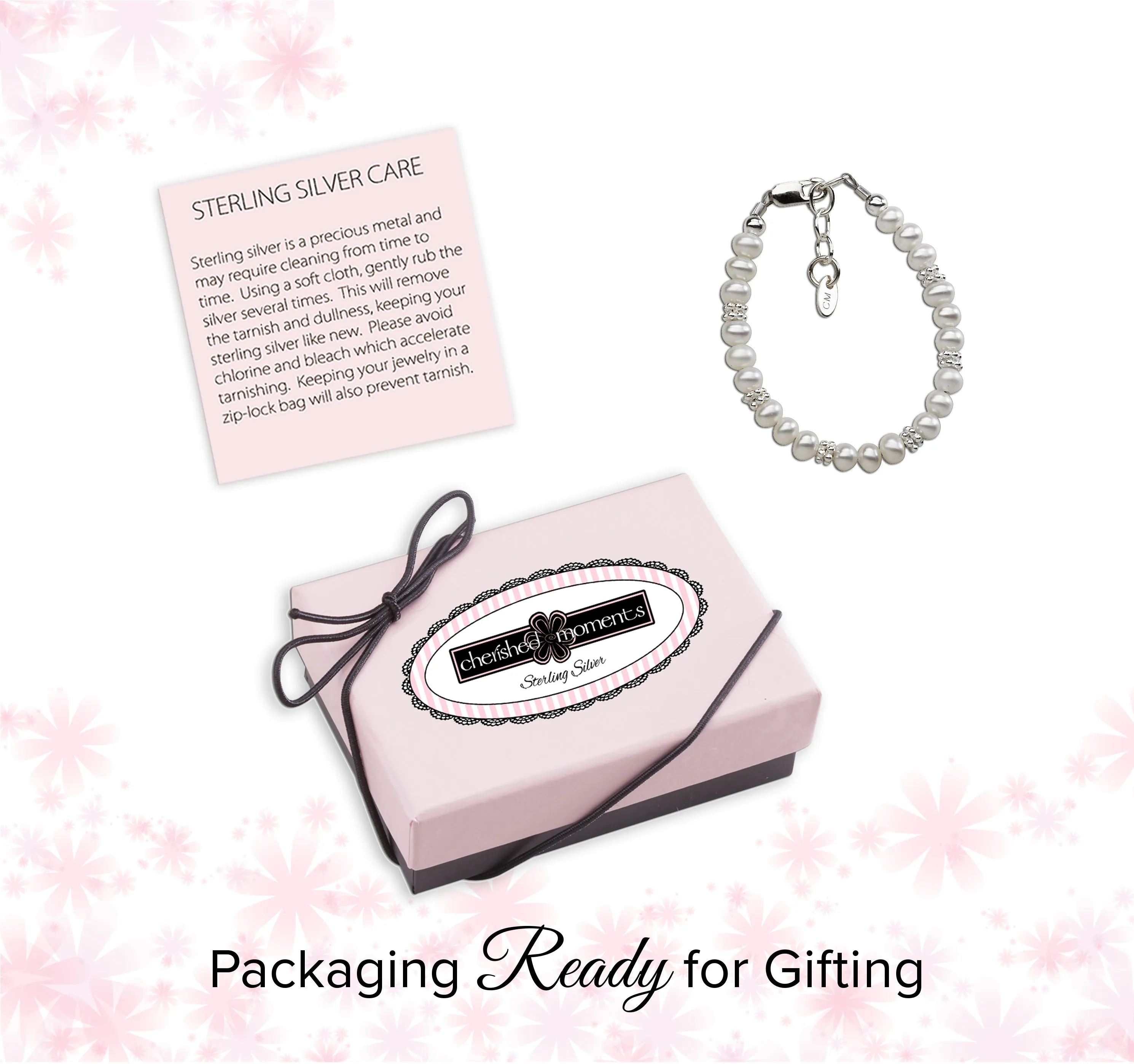 Sterling Silver Simulated Pearl Bracelet for Baby and Kids