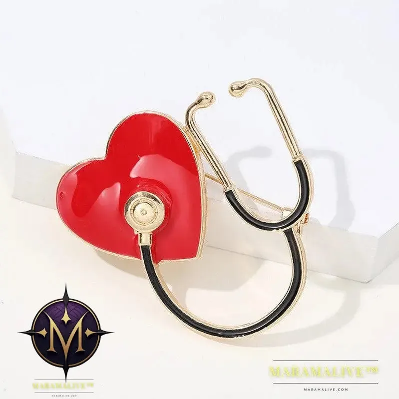 Stethoscope Brooches Gold Pin Romantic Jewelry Party Lapel Pins Metal