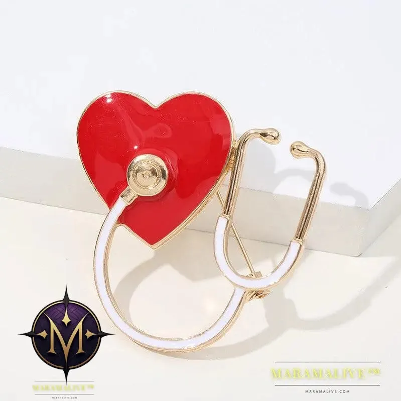 Stethoscope Brooches Gold Pin Romantic Jewelry Party Lapel Pins Metal