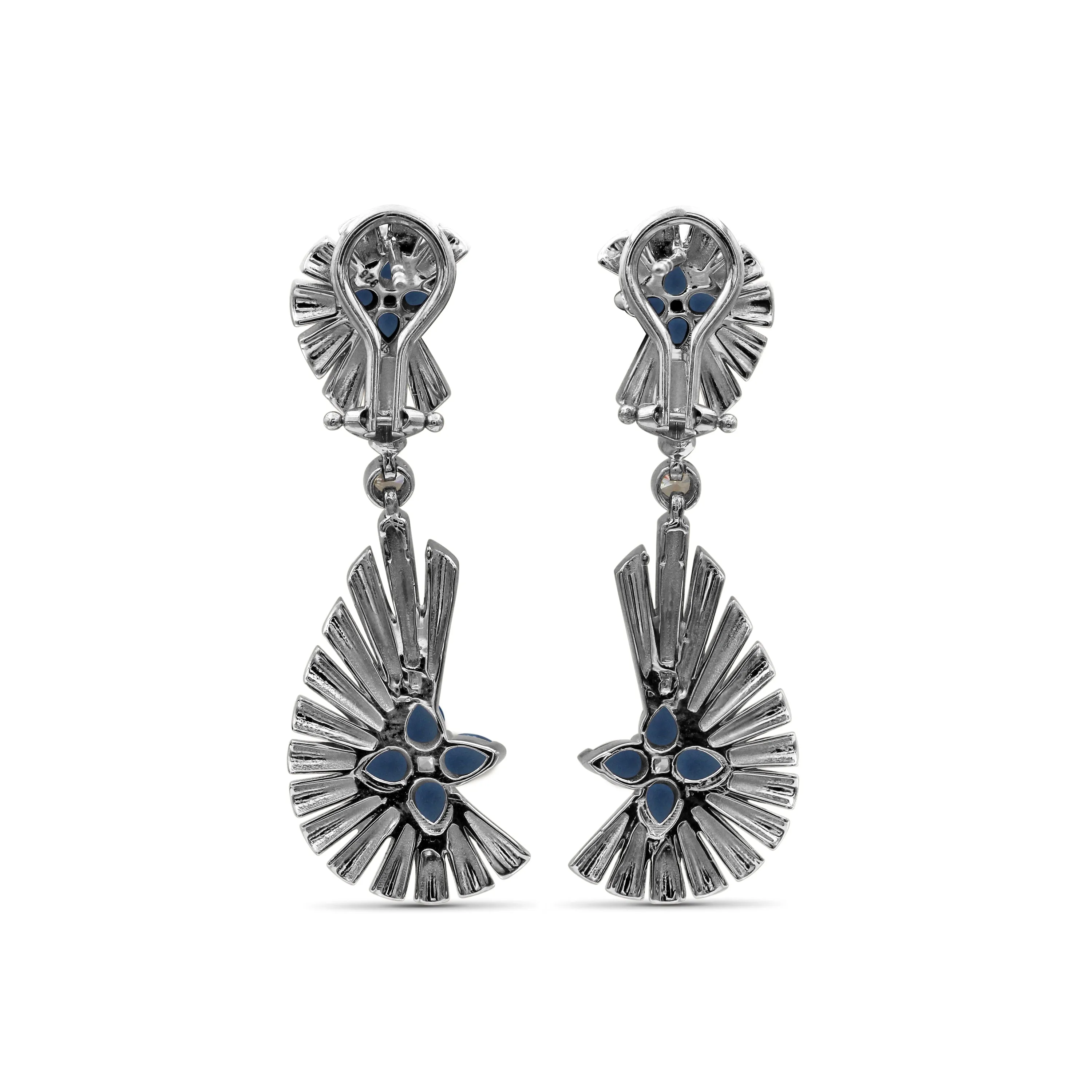 Sunray Sapphire 2.35ct and Diamond 2.05ct Earring in 18K Gold