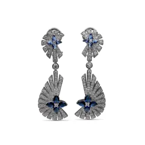 Sunray Sapphire 2.35ct and Diamond 2.05ct Earring in 18K Gold