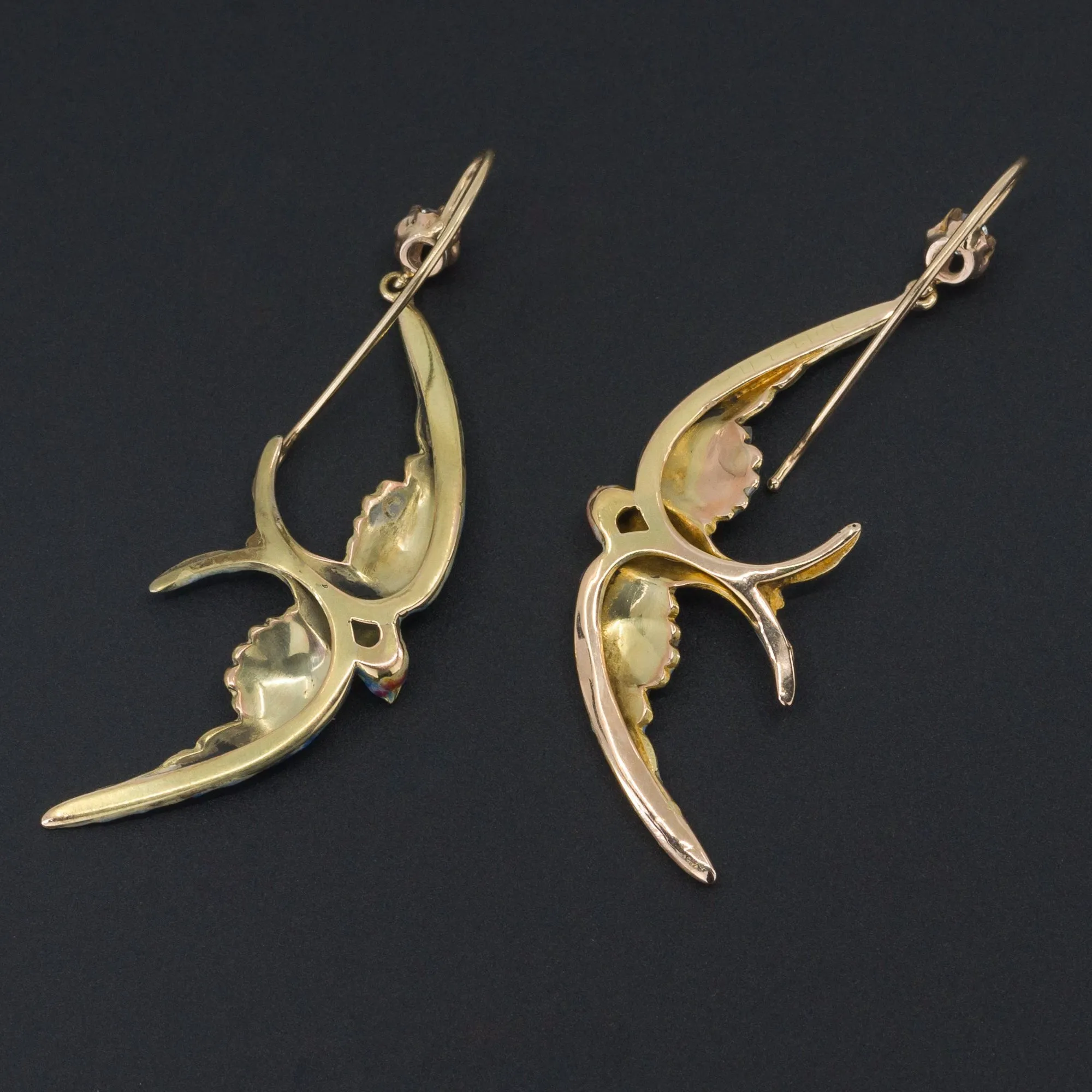 Swallow Earrings | 14k Gold Diamond & Enamel Bird Earrings