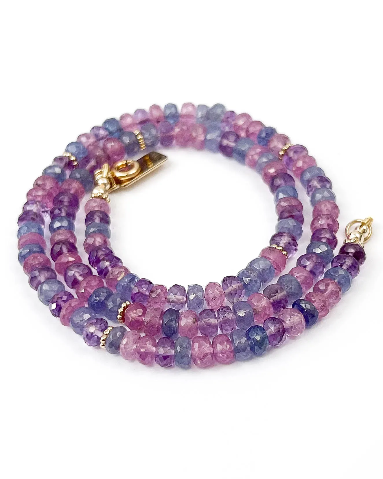 Tanzanite, Pink Sapphire, & Amethyst Gemstone Strand Necklace