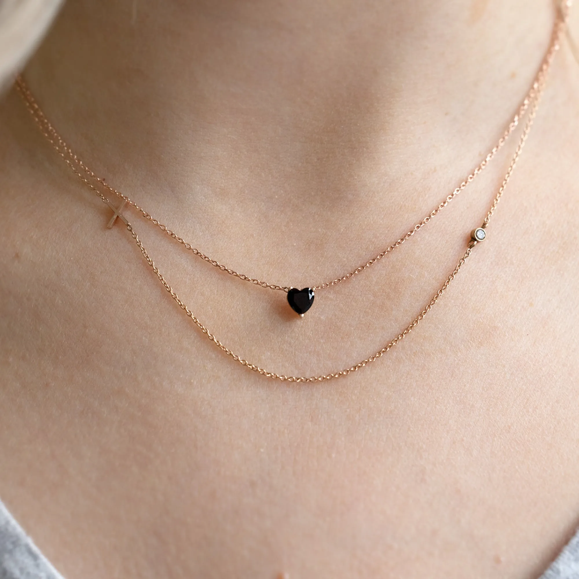 The Black Onyx Gemstone Heart Necklace | 10K Rose Gold