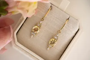 The Maeve Dangle Earrings | Round Yellow Sapphire