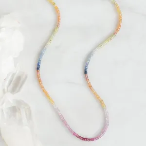 The Rainbow Sapphire Beaded Necklace | Gold Filled