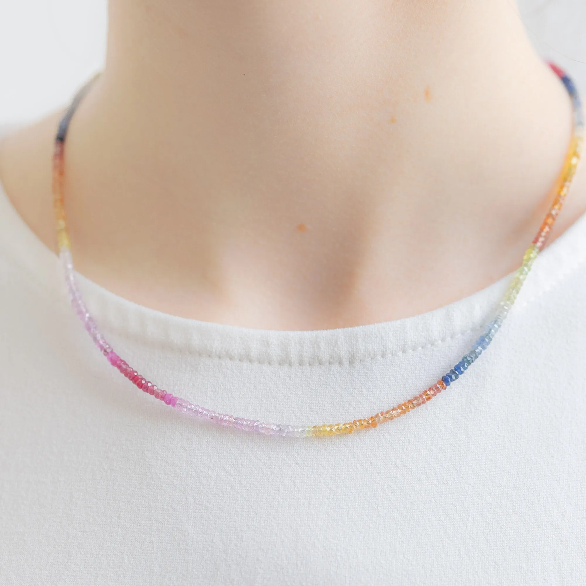 The Rainbow Sapphire Beaded Necklace | Gold Filled