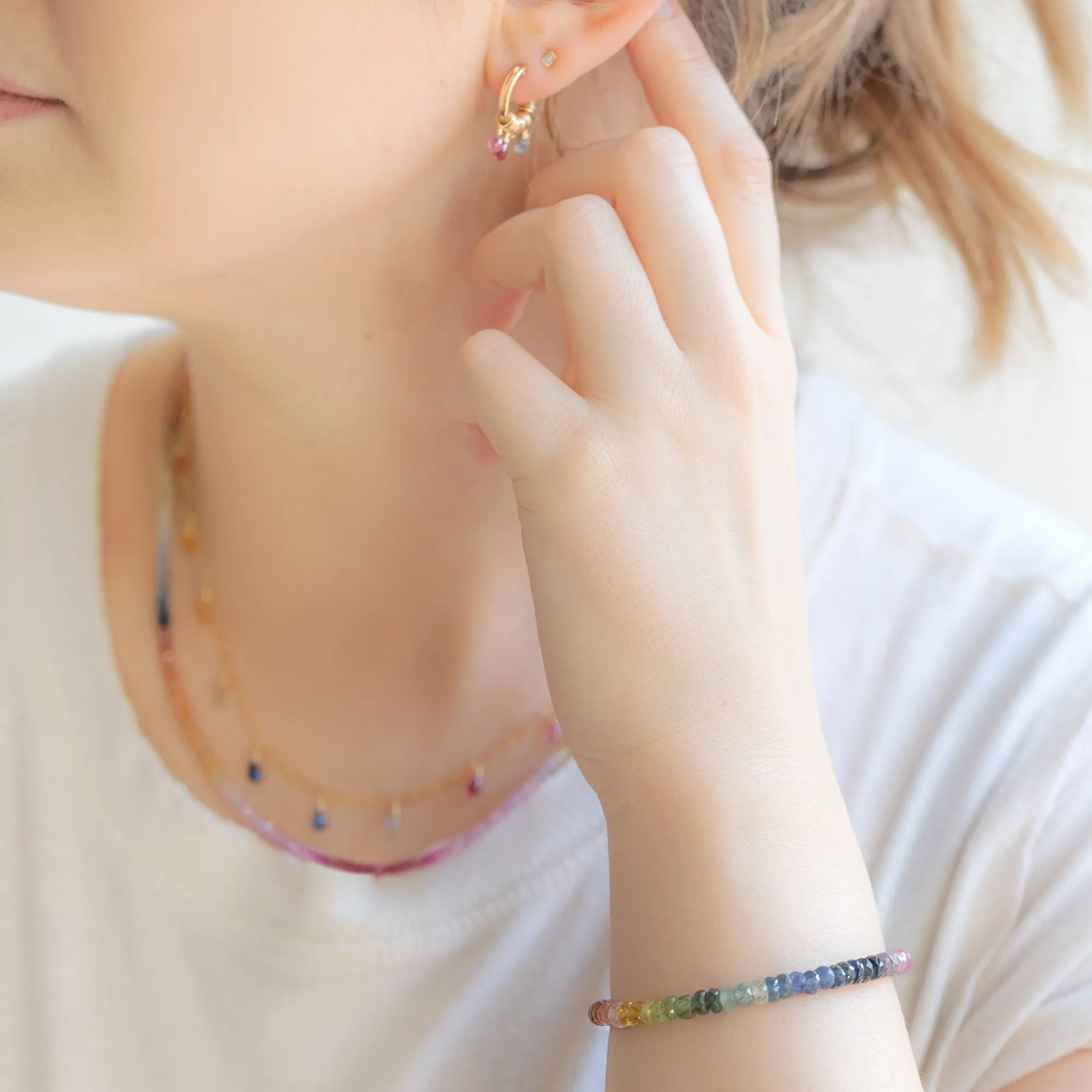 The Rainbow Sapphire Beaded Necklace | Gold Filled