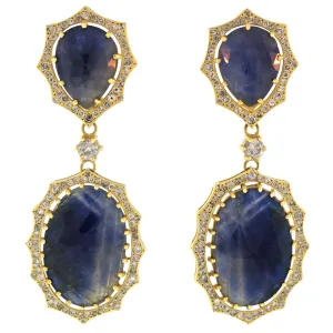 The Sapphire   Diamond Double Drop Josephine Earrings