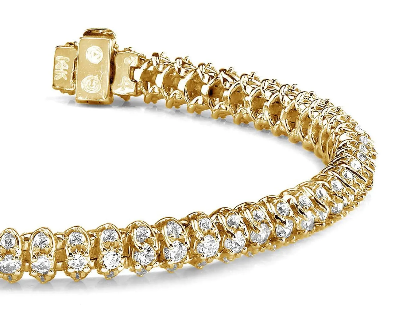 Three Row Diamond Scoop Link Bracelet Lab-Grown Diamond with 4.21 ct.(finished) 1.25mm, 2.25mm