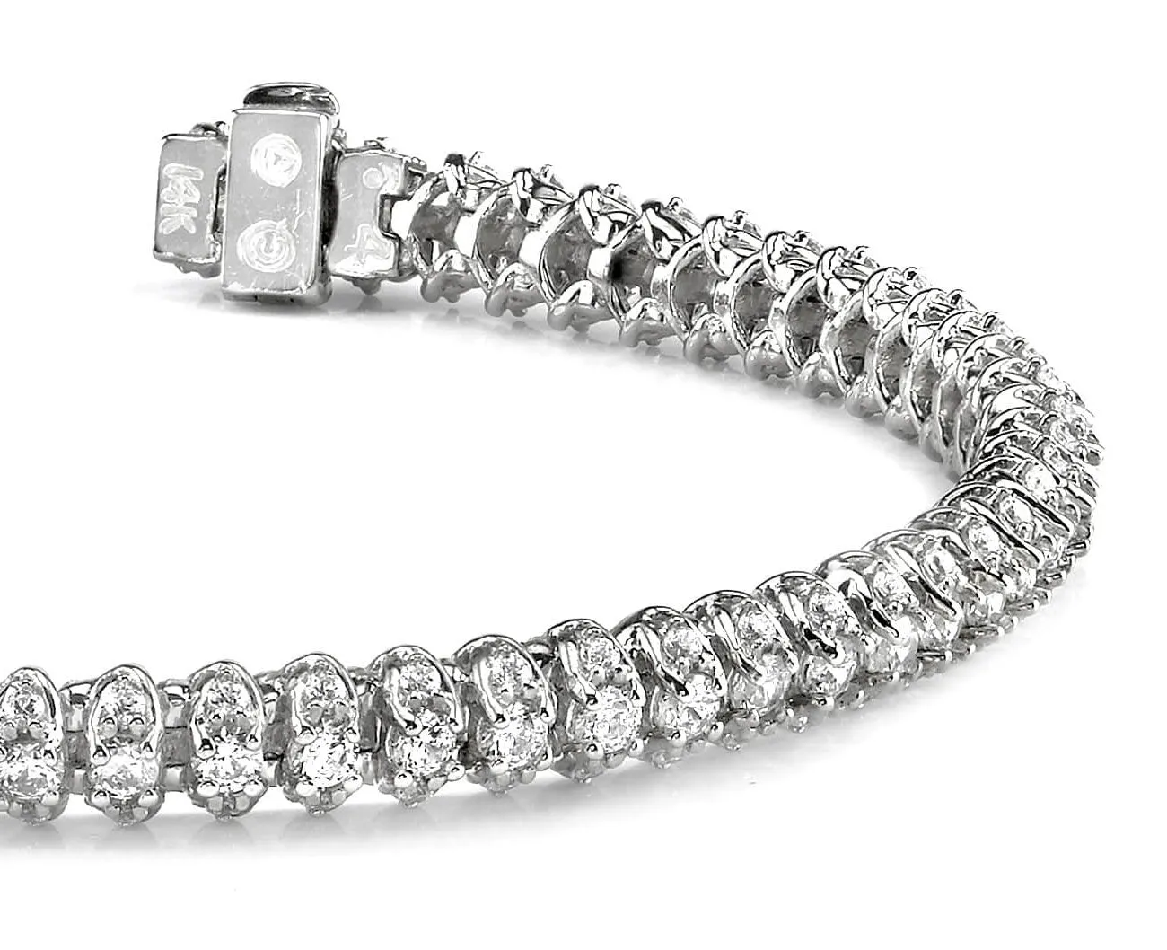 Three Row Diamond Scoop Link Bracelet Lab-Grown Diamond with 4.21 ct.(finished) 1.25mm, 2.25mm
