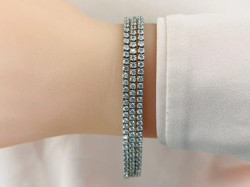 Three Rows Flexible Lab-Grown Diamond Bracelet with 8.49 ct.(finished) 2.2mm