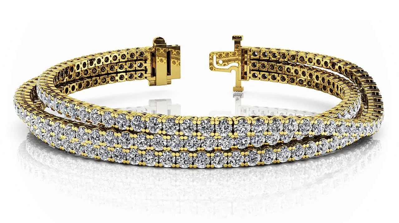Three Rows Flexible Lab-Grown Diamond Bracelet with 8.49 ct.(finished) 2.2mm