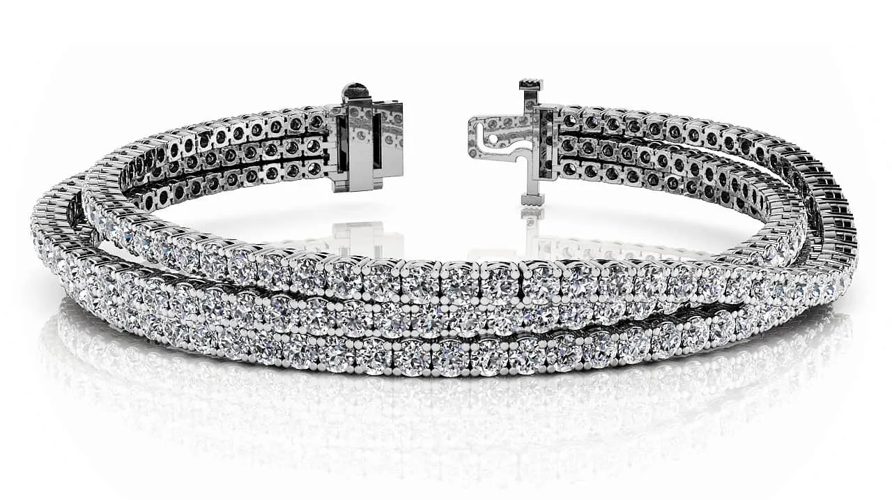 Three Rows Flexible Lab-Grown Diamond Bracelet with 8.49 ct.(finished) 2.2mm