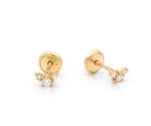 Three Stone Cubic Zirconia Earrings