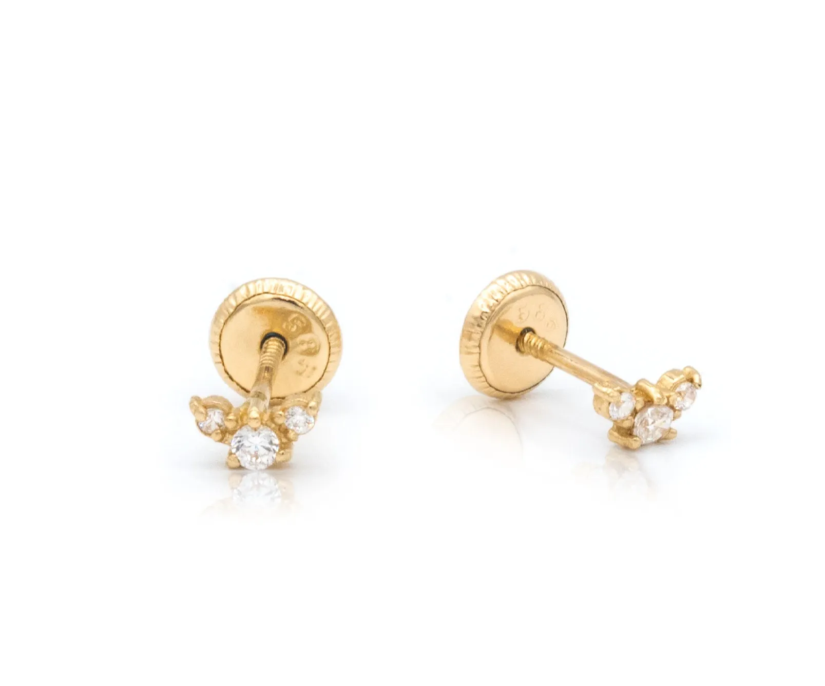 Three Stone Cubic Zirconia Earrings