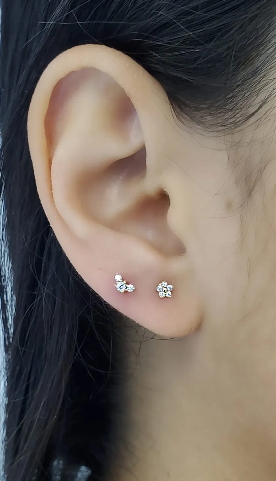 Three Stone Cubic Zirconia Earrings