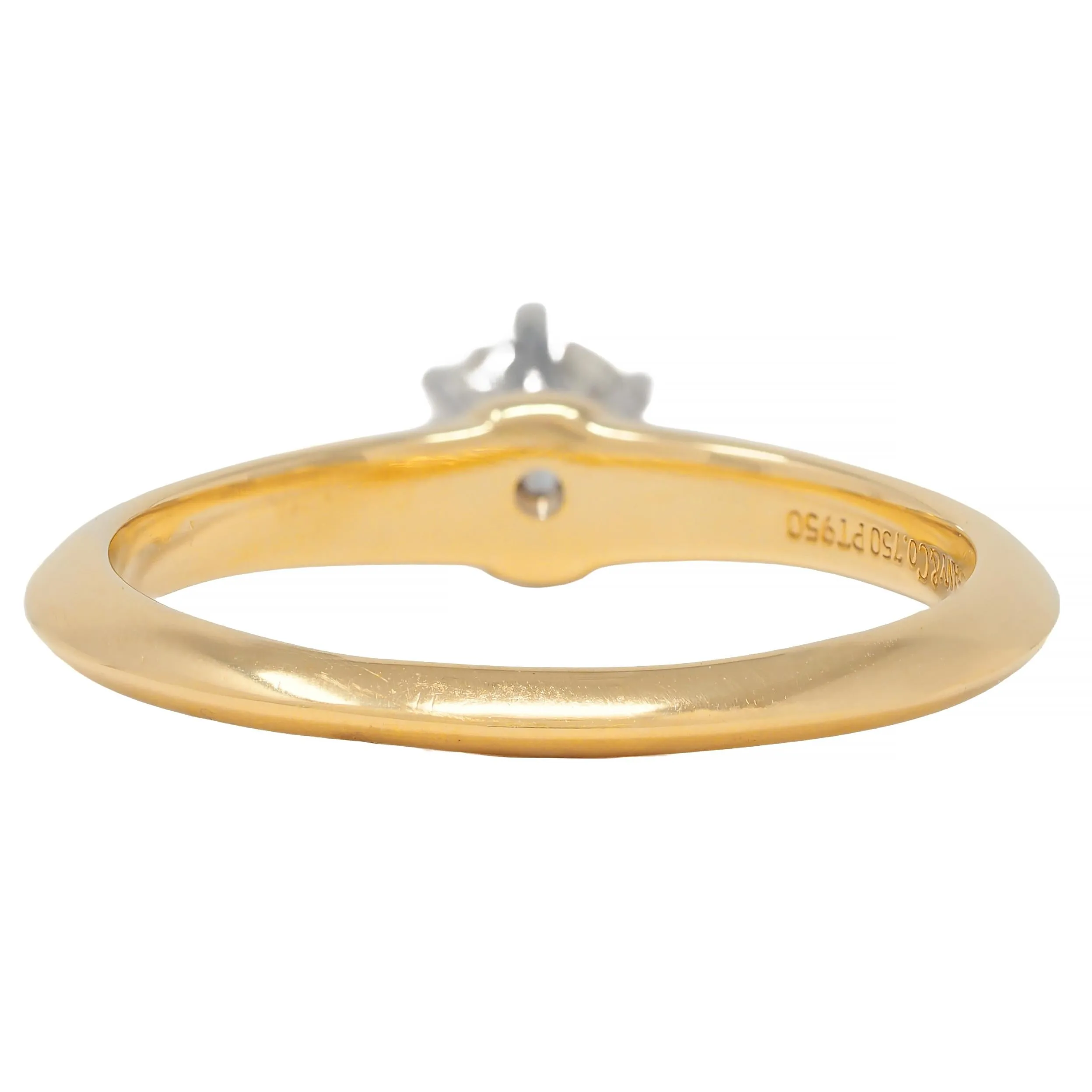 Tiffany & Co. 1990's 0.41 CTW Diamond Platinum 18 Karat Yellow Gold Vintage Solitaire Engagement Ring