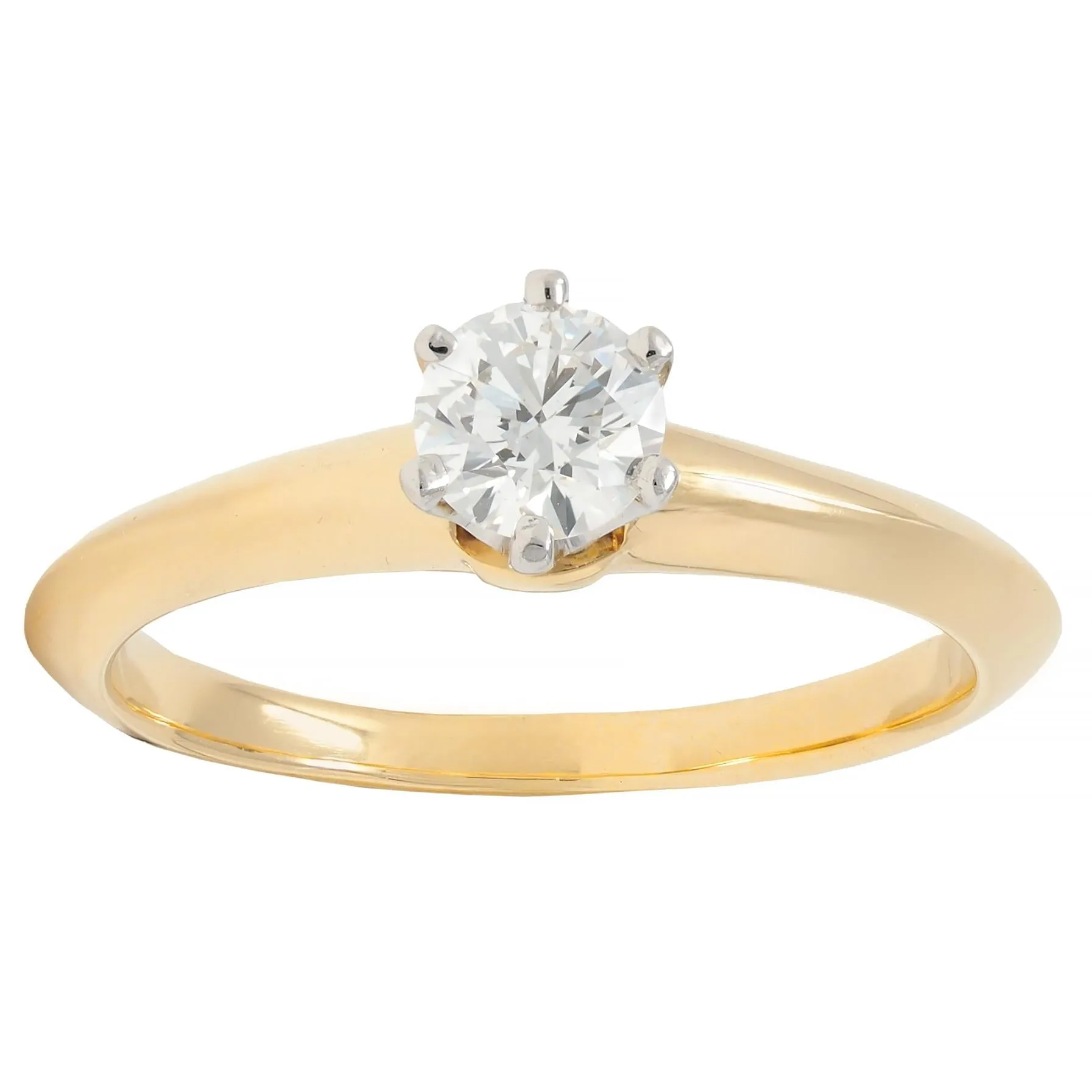 Tiffany & Co. 1990's 0.41 CTW Diamond Platinum 18 Karat Yellow Gold Vintage Solitaire Engagement Ring