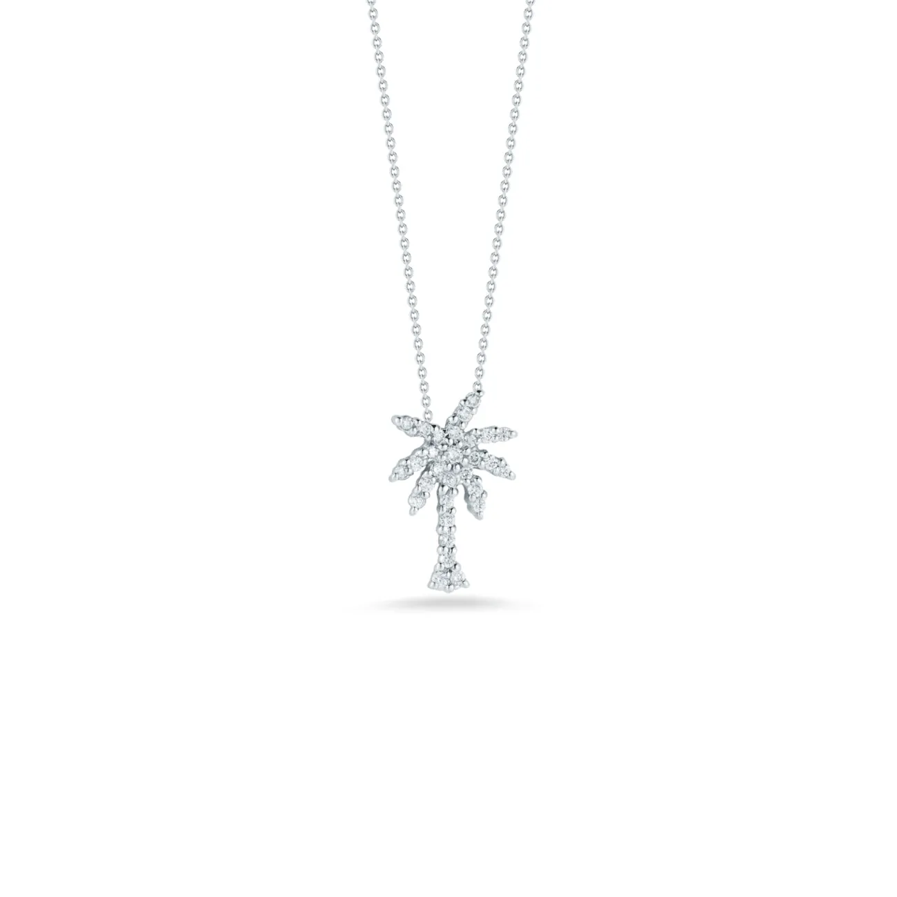 Tiny Treasures 18K White Gold Palm Tree Diamond Small Necklace