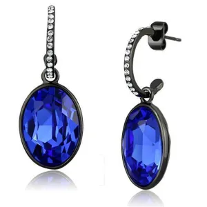 TK2538 IP Black(Ion Plating) Stainless Steel Earrings with Top Grade Crystal in Sapphire
