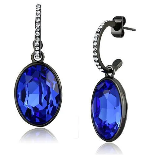 TK2538 IP Black(Ion Plating) Stainless Steel Earrings with Top Grade Crystal in Sapphire