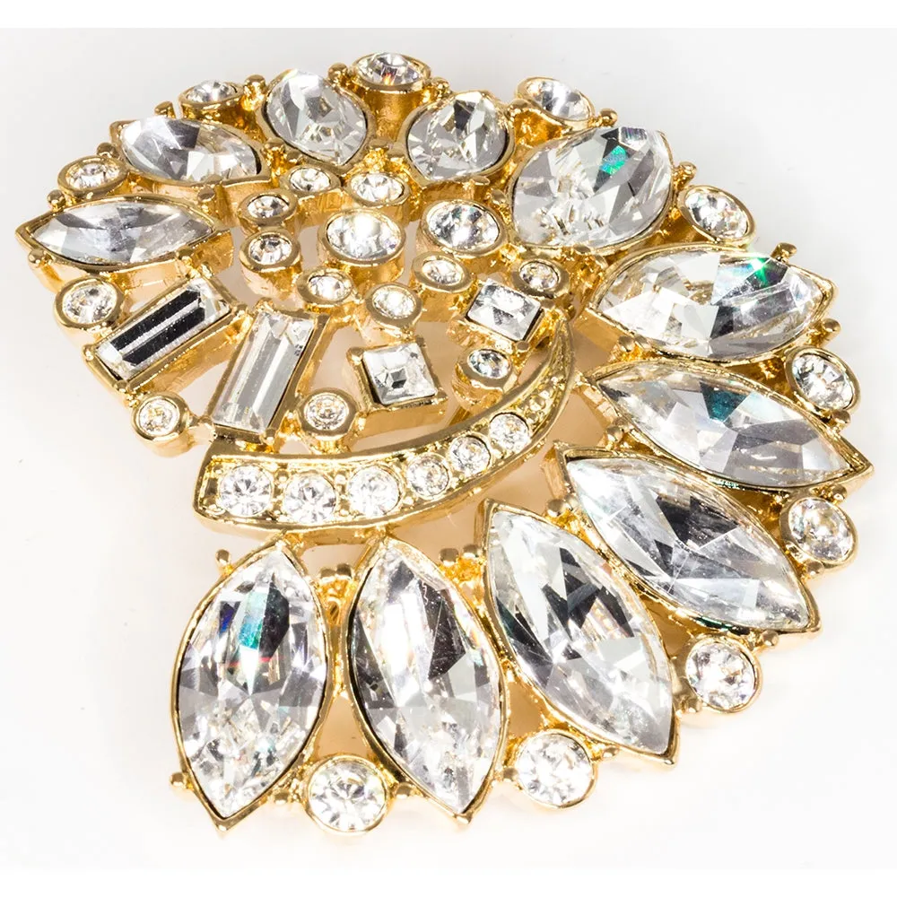 Treasures of the Earth Crystal Gold Plated Brooch